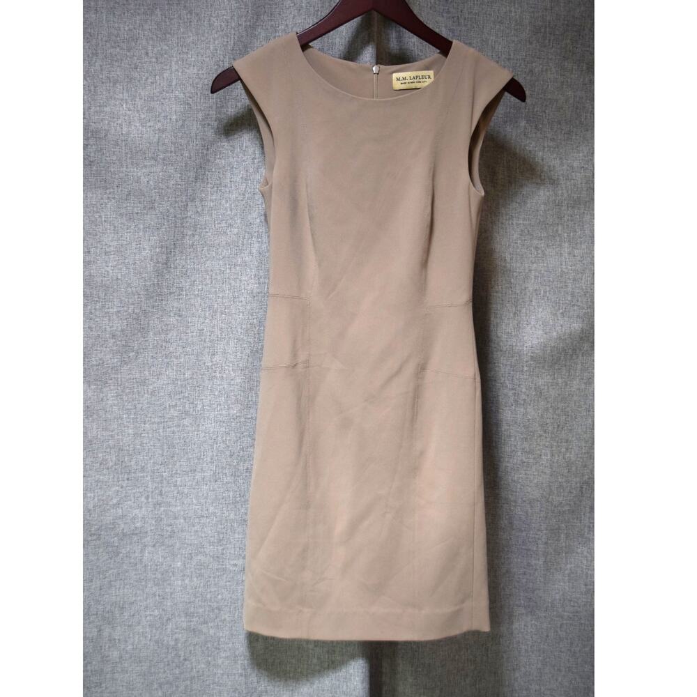 M.M. LaFleur Taupe Sleeveless Sheath Dress Size 0 Workwear